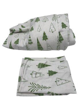 Huntington Home Christmas Tree Print 100% Cotton Flannel Fitted & Pillowcase